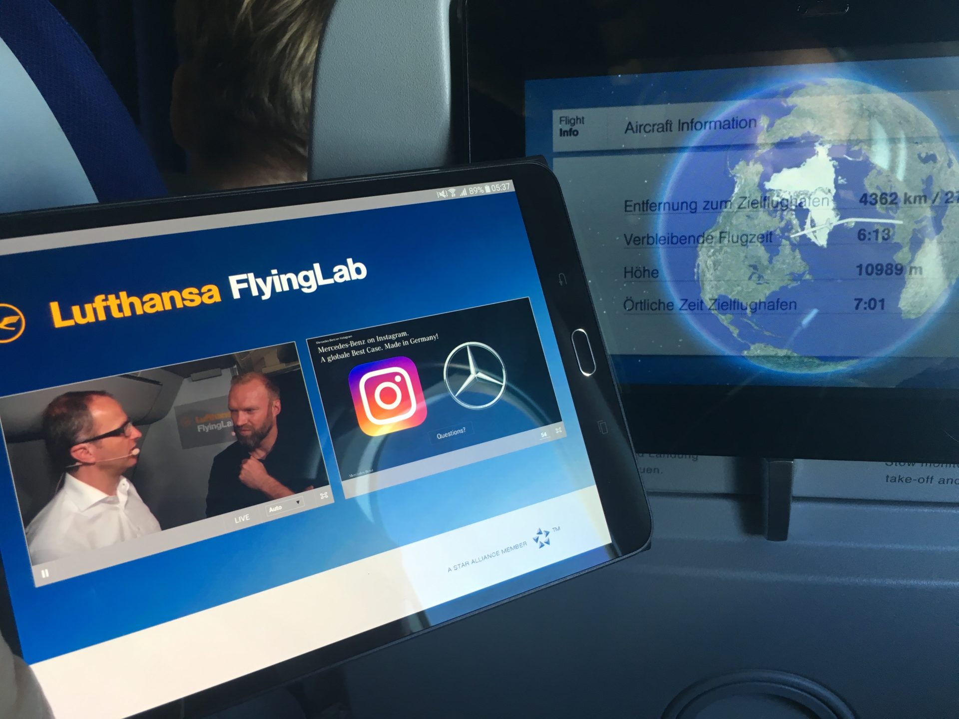 Lufthansa Group - Flying Lab Streaming während eines Fluges